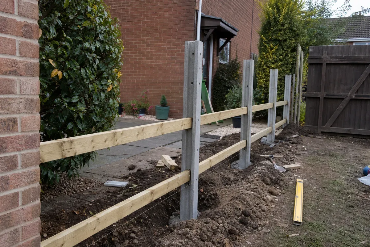 Fence installation work at a Walsall property